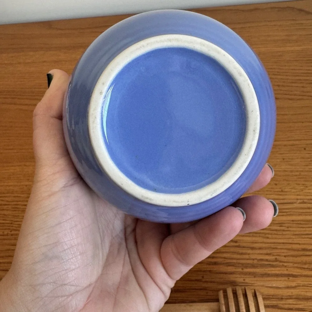 Vintage Ceramic Honey Pot Jar with Lid and Wooden Dipper Pastel‎ Colors